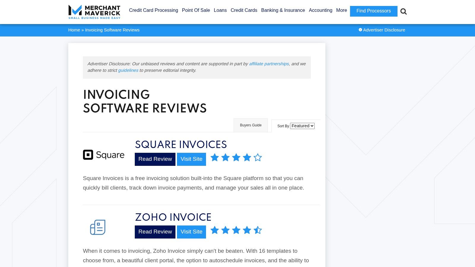 Merchant Maverick, Invoicing/Accounting Reviews