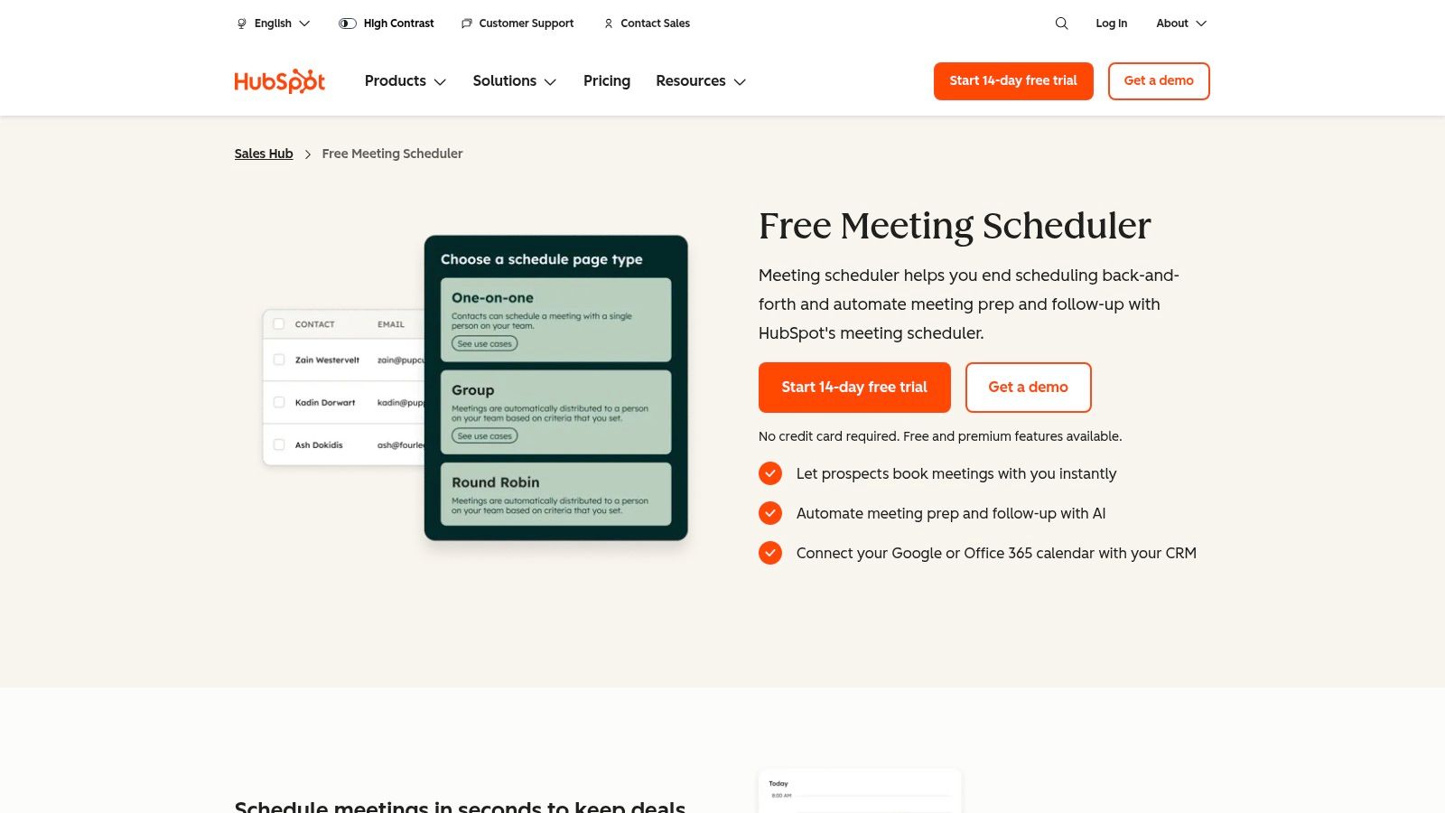 HubSpot Free Meeting Scheduler