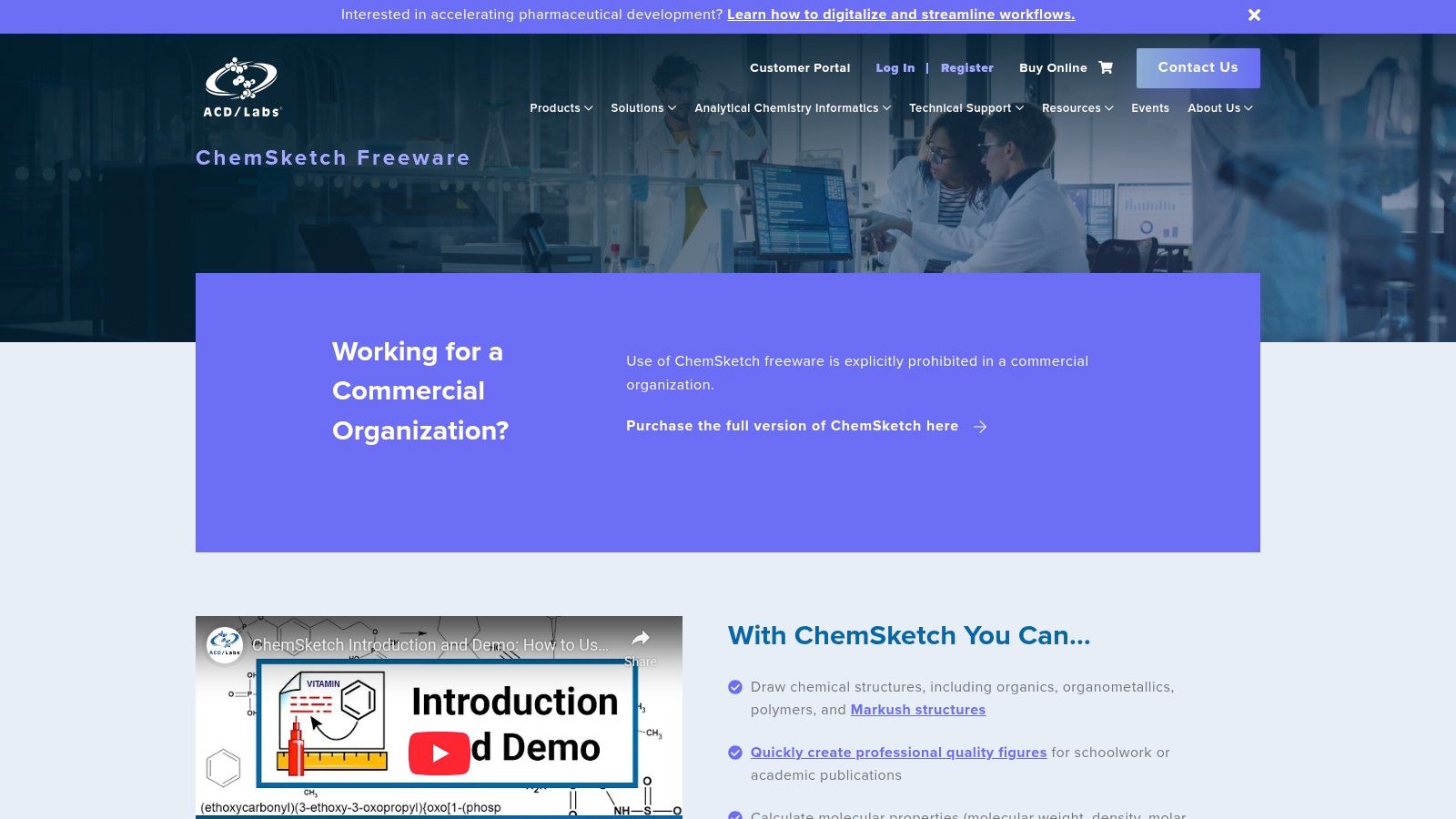 ACD/Labs – ChemSketch (Freeware + Paid)