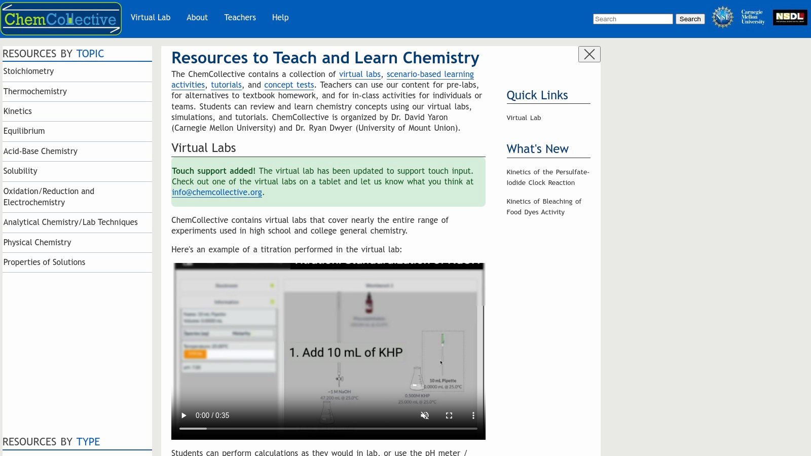 ChemCollective (Carnegie Mellon) – Virtual Labs