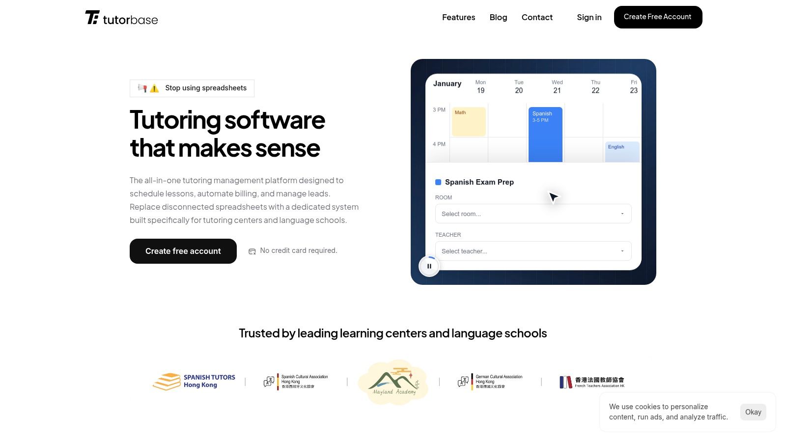 Tutorbase's all-in-one dashboard for tutoring centers