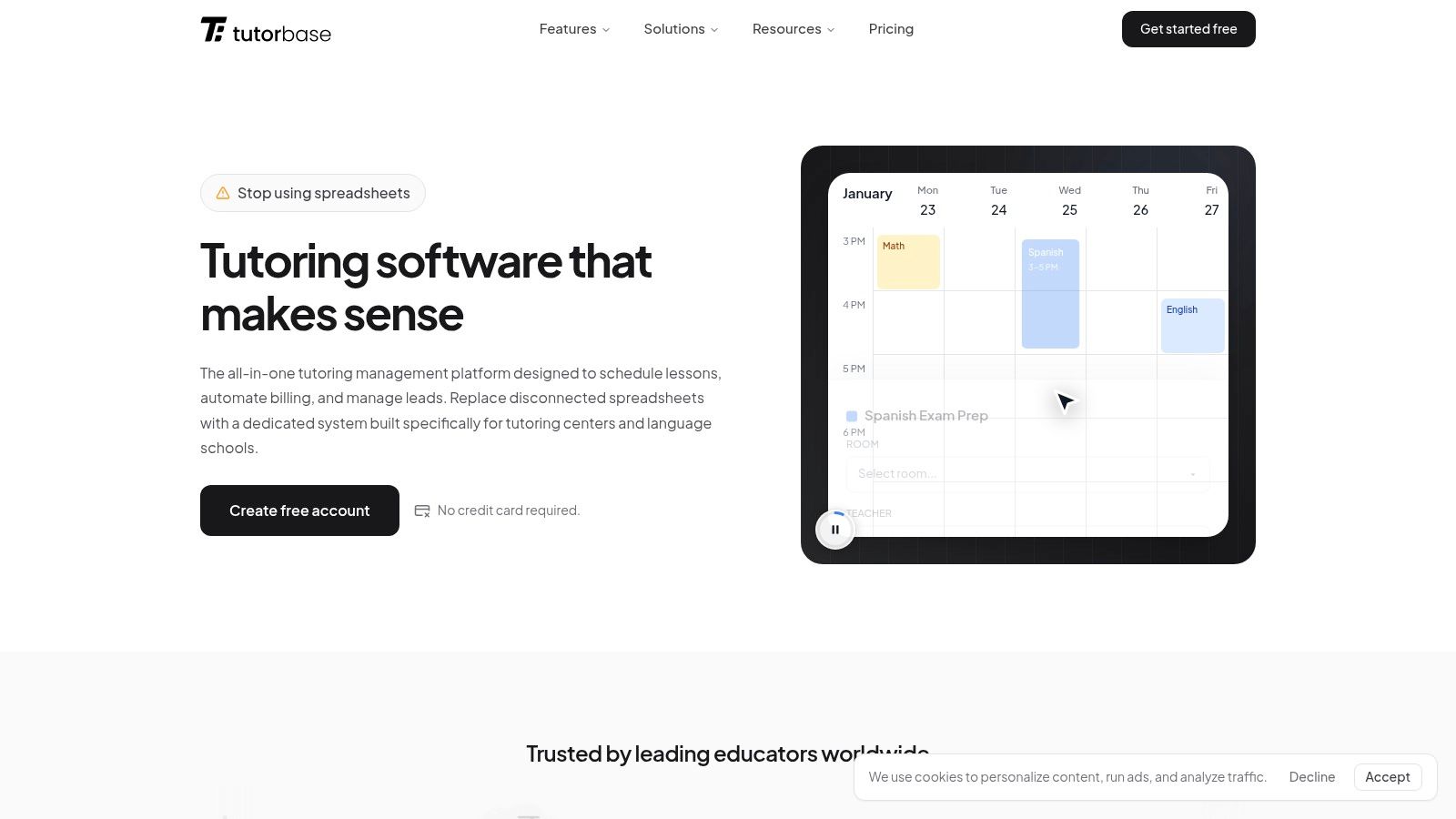Tutorbase scheduling interface for violin lessons