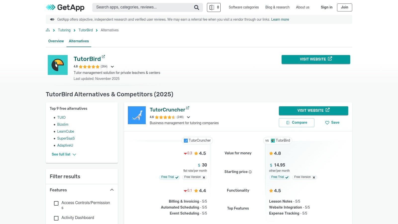GetApp – TutorBird Alternatives