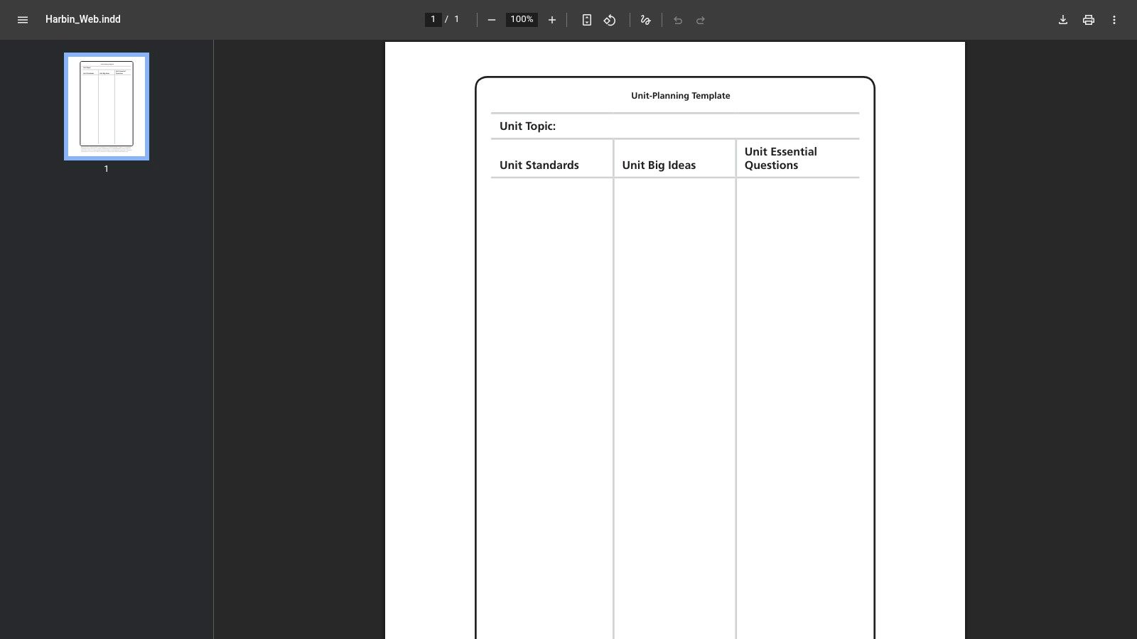 Corwin — Unit-Planning Template (Mathematics focus, PDF)