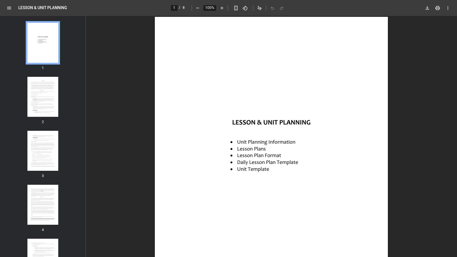 Oakland University — Lesson & Unit Planning (PDF with Unit Template)